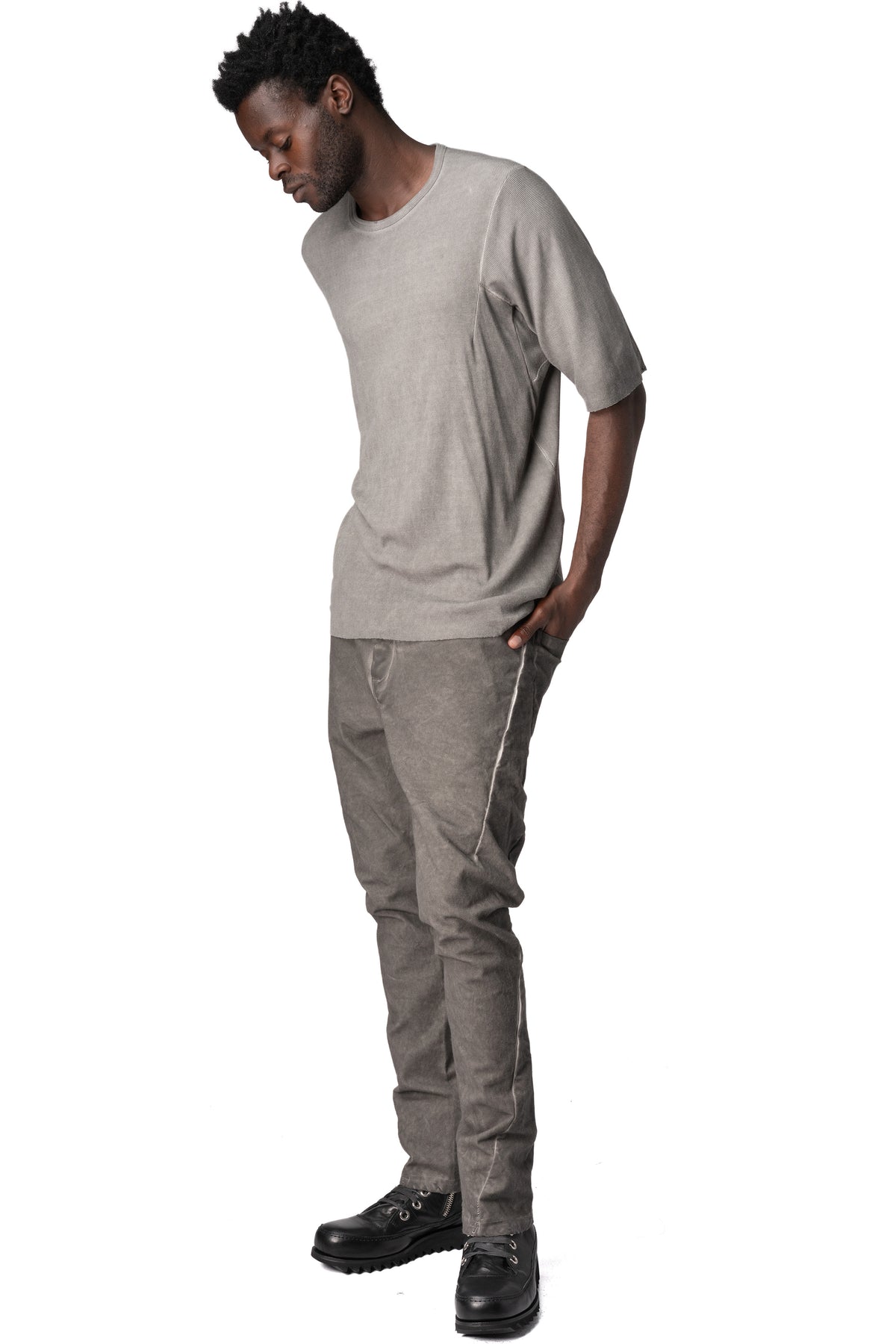 Low crotch 4 pocket cotton pants, Elephant grey