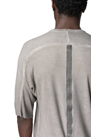 Raglan cut cashmere blend leather spine t-shirt, Elephant grey