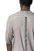 Raglan cut cashmere blend leather spine t-shirt, Elephant grey