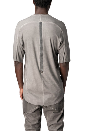 Raglan cut cashmere blend leather spine t-shirt, Elephant grey