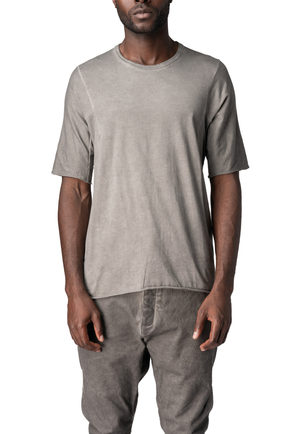 Raglan cut leather spine t-shirt, Elephant grey
