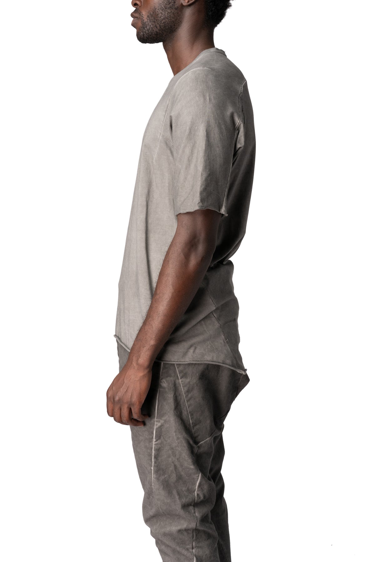 Raglan cut leather spine t-shirt, Elephant grey