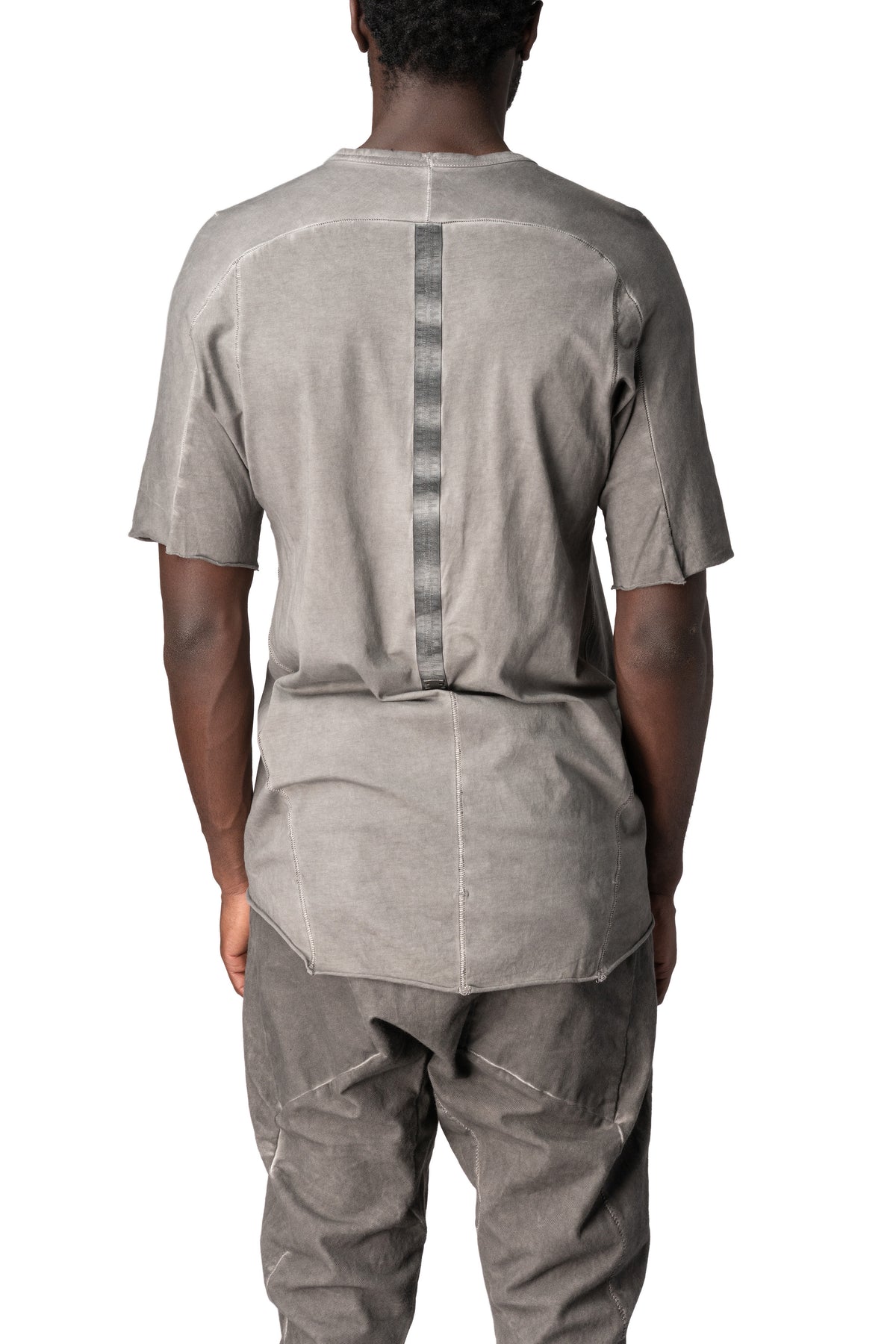 Raglan cut leather spine t-shirt, Elephant grey