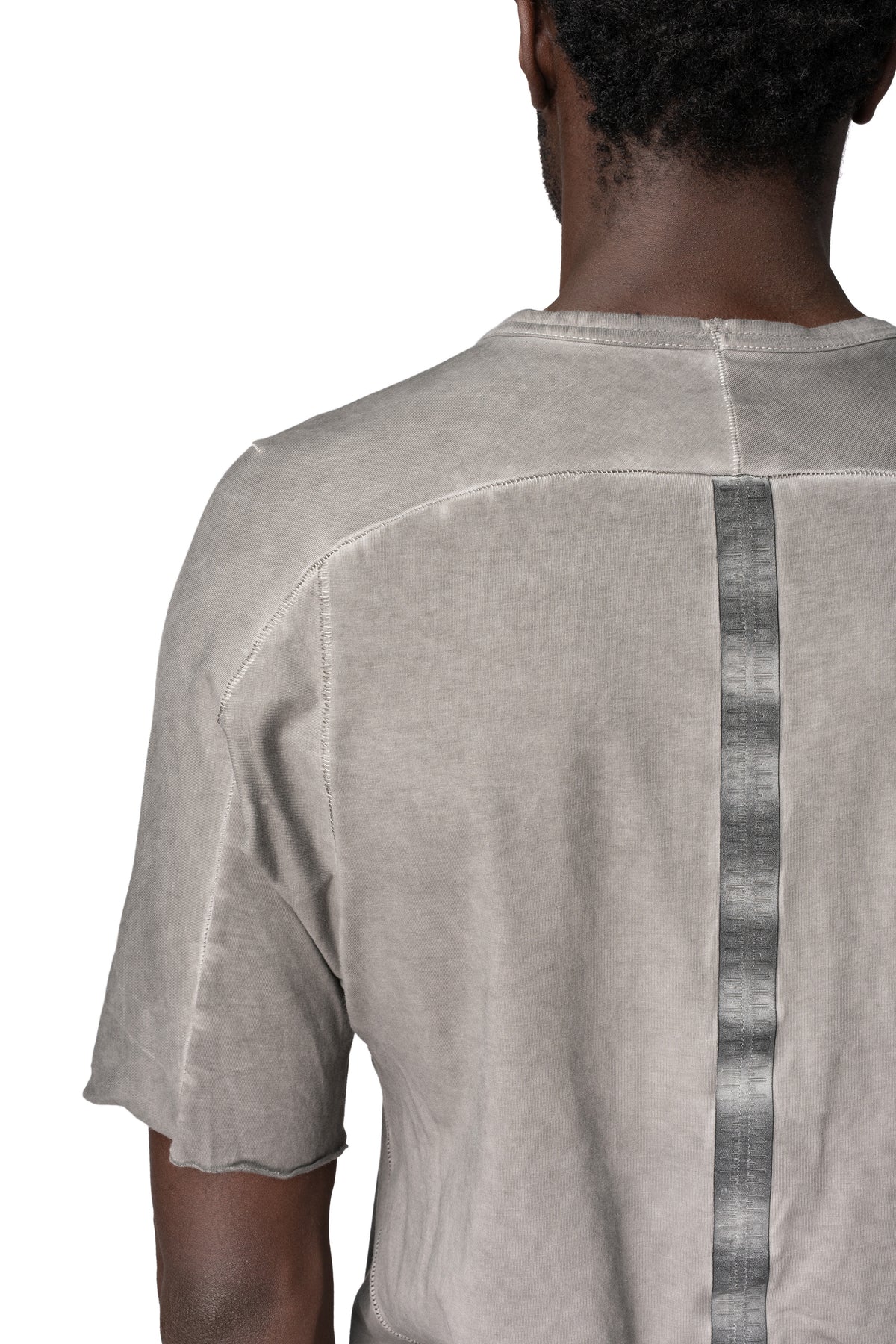 Raglan cut leather spine t-shirt, Elephant grey