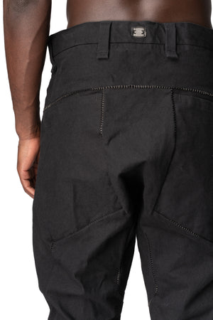 Low crotch 4 pocket cotton pants, Black