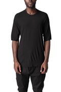 Raglan cut cashmere blend leather spine t-shirt, Black