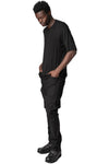 Raglan cut cashmere blend leather spine t-shirt, Black