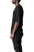 Raglan cut cashmere blend leather spine t-shirt, Black