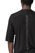 Raglan cut cashmere blend leather spine t-shirt, Black