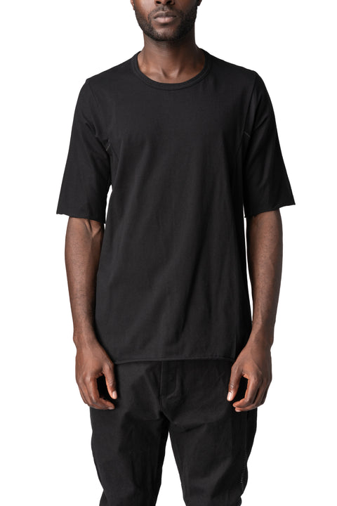 Raglan cut leather spine t-shirt, Black