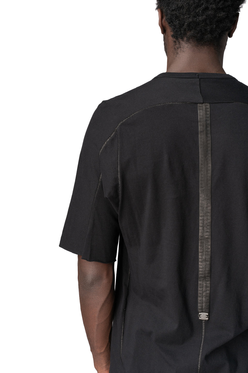 Raglan cut leather spine t-shirt, Black