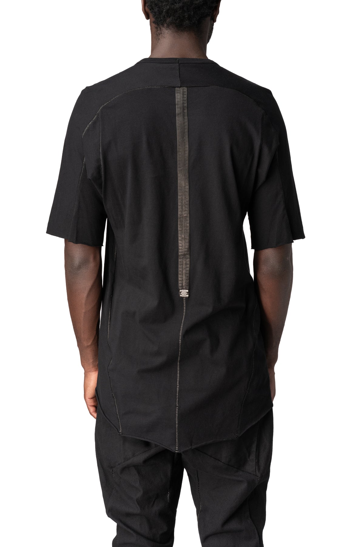 Raglan cut leather spine t-shirt, Black