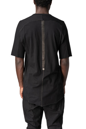 Raglan cut leather spine t-shirt, Black