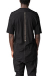 Raglan cut leather spine t-shirt, Black