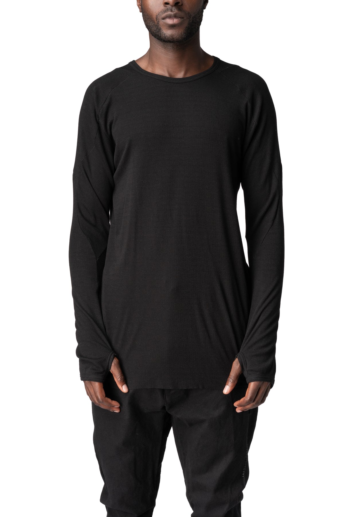 Two panel cashmere blend leather spine t-shirt, Black