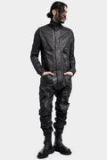 Coated high neck worker jumpsuit