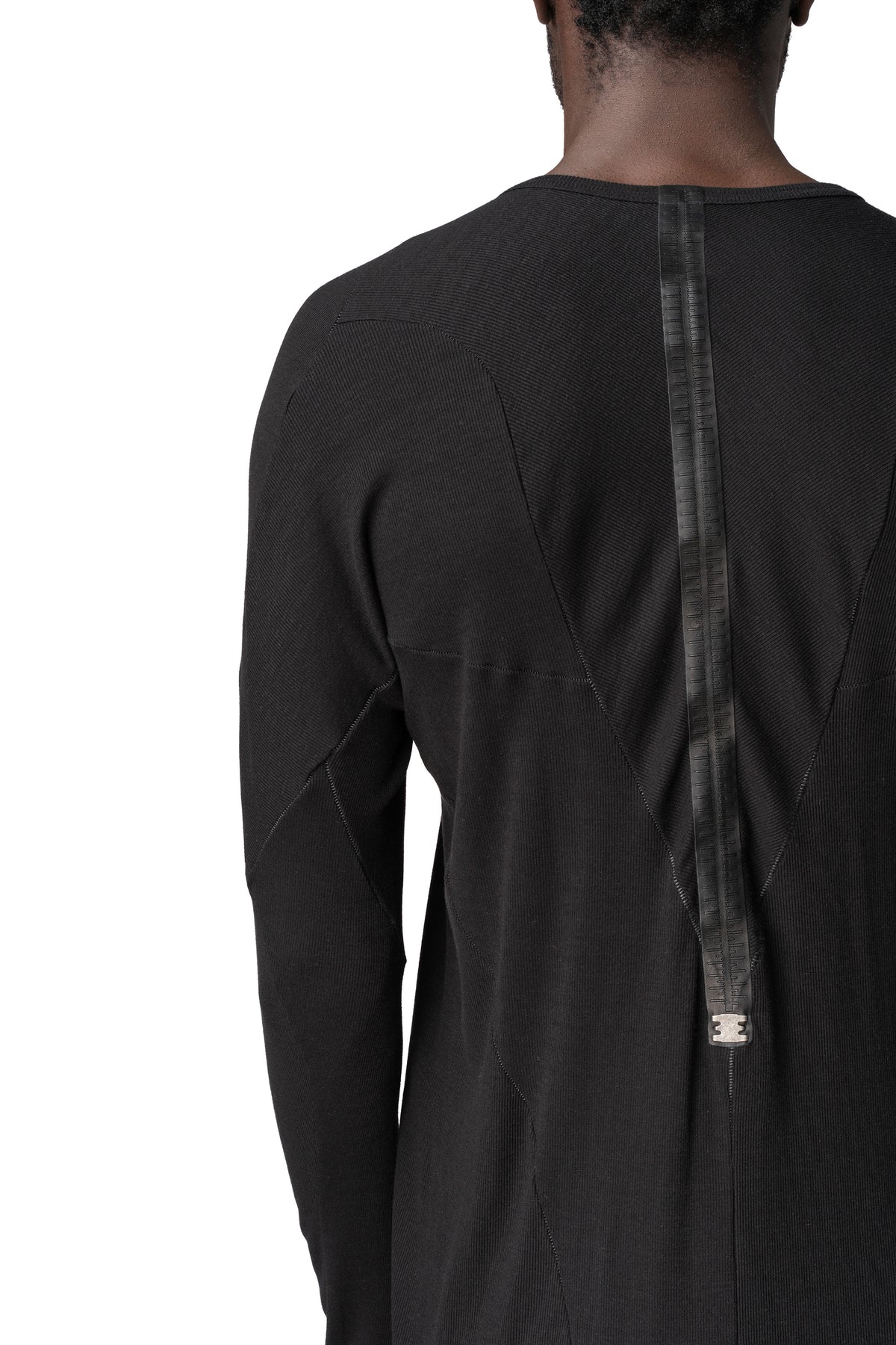 Two panel cashmere blend leather spine t-shirt, Black