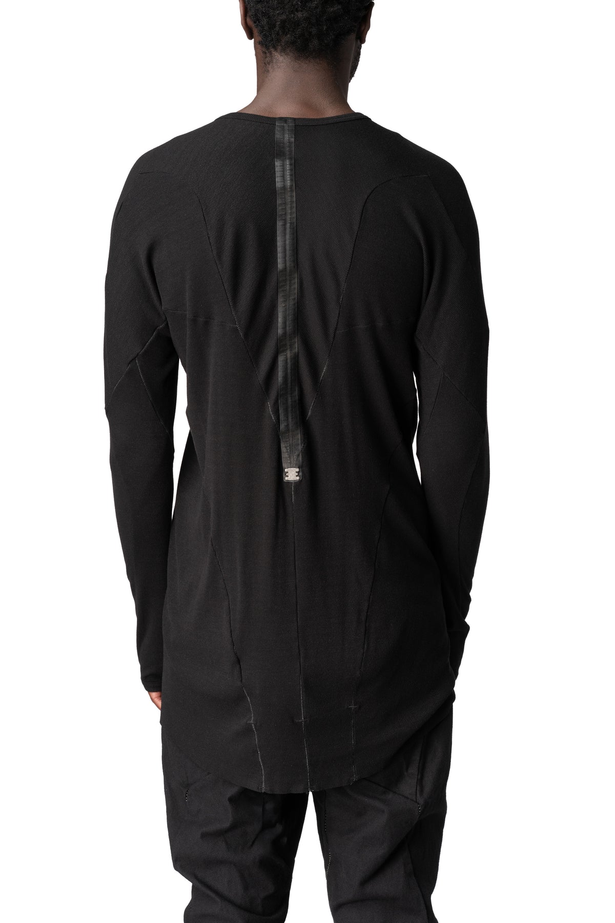 Two panel cashmere blend leather spine t-shirt, Black