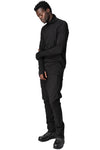 Musculature cut-out turtleneck long sleeve top, Black