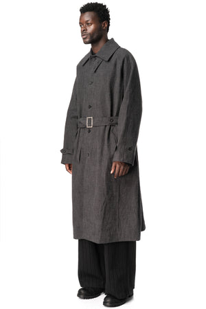E Belted Overcoat, Grey