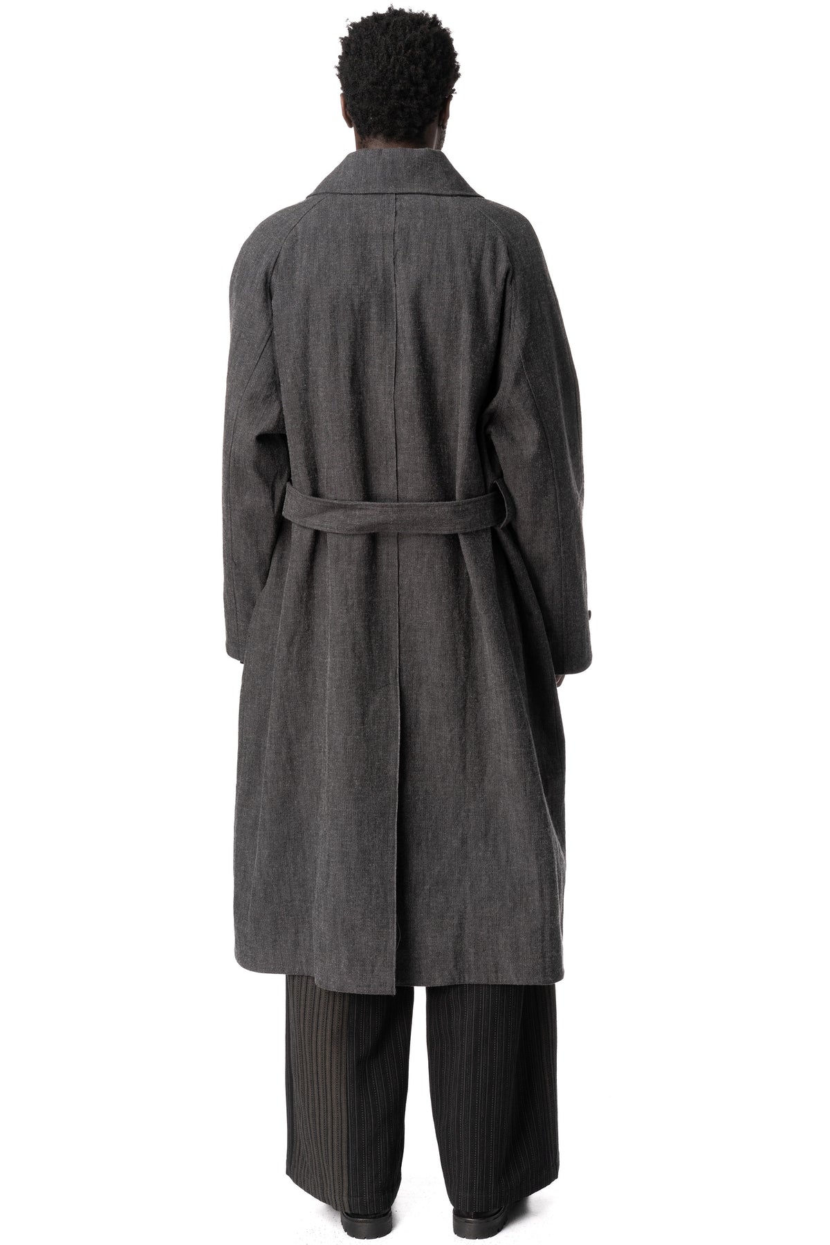 E Belted Overcoat, Grey