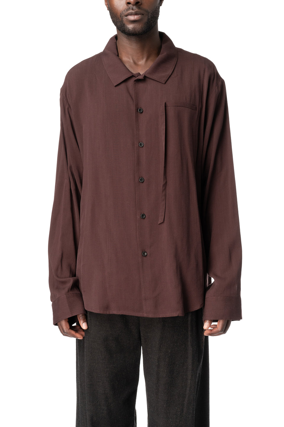 E Drape Shirt, Greyish Brown