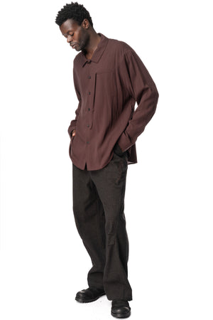 E Drape Shirt, Greyish Brown