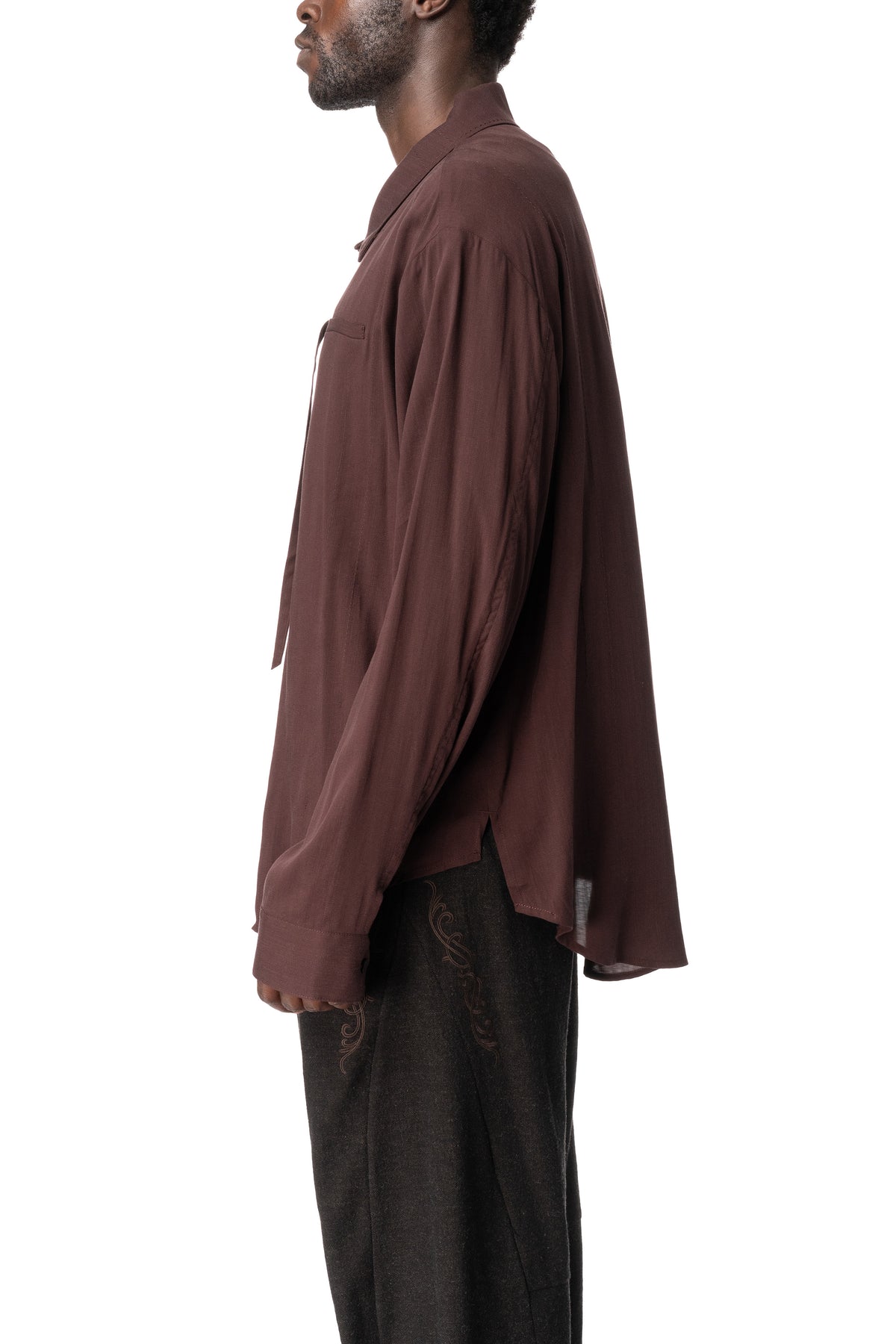 E Drape Shirt, Greyish Brown