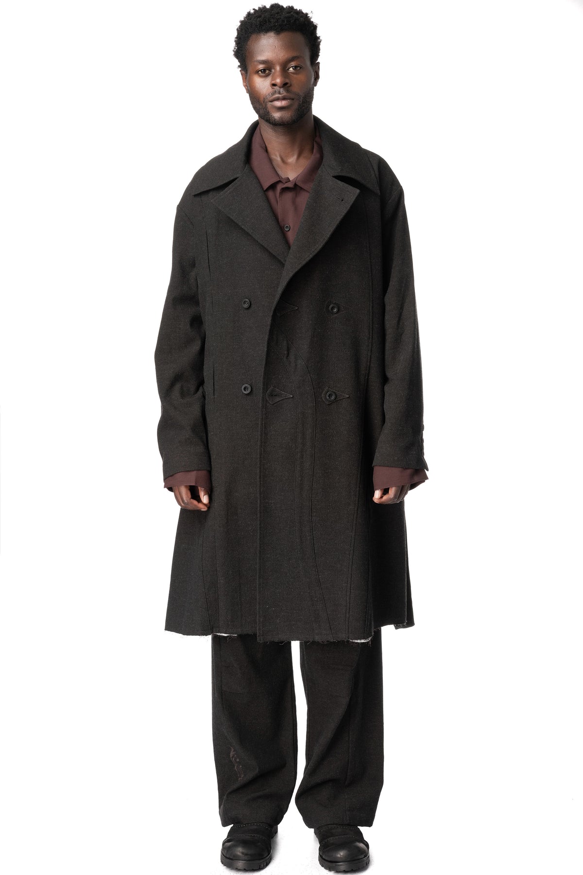 Tailored Double Breasted Trench, Black