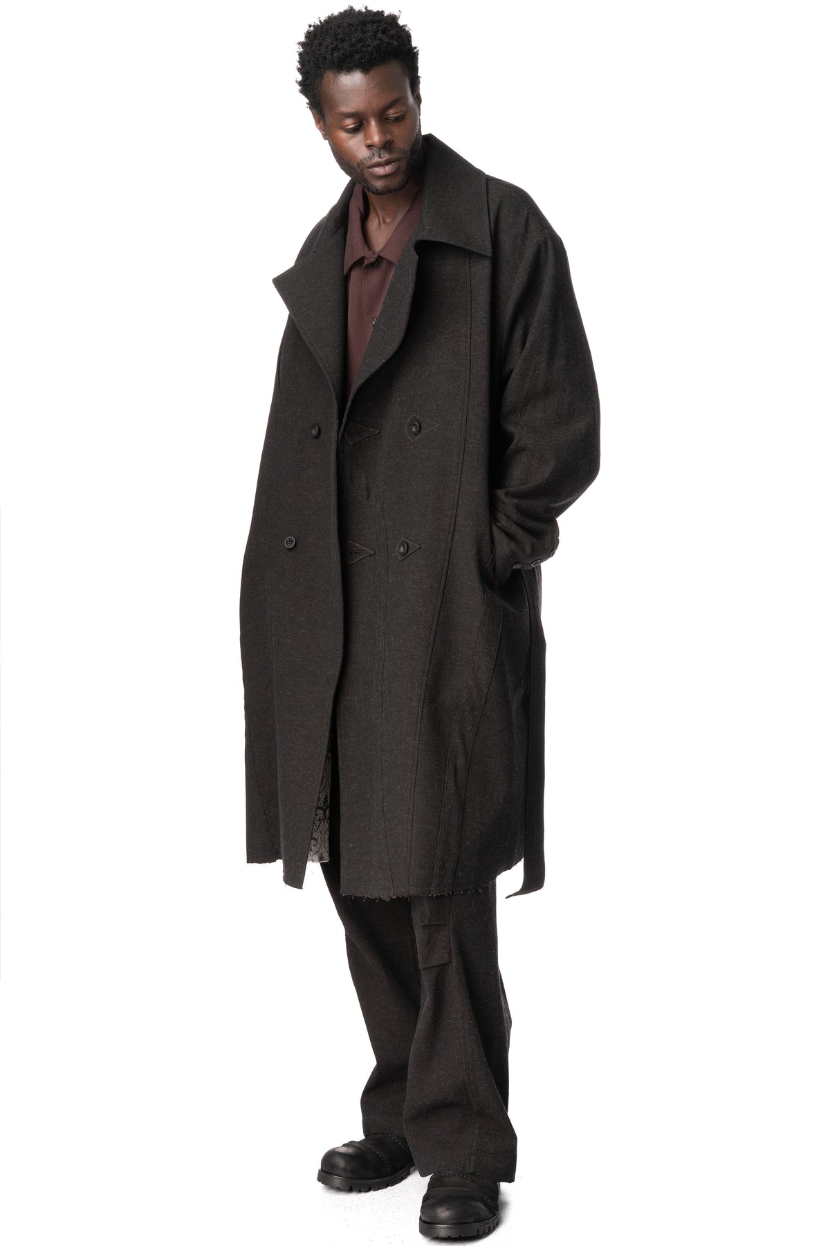 E Drape Shirt, Greyish Brown