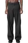Overlocked Loose Buckleback Trousers, Black