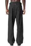 Overlocked Loose Buckleback Trousers, Black