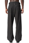 Overlocked Loose Buckleback Trousers, Black