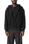Distressed Zip Up Sweat Jacket, Black