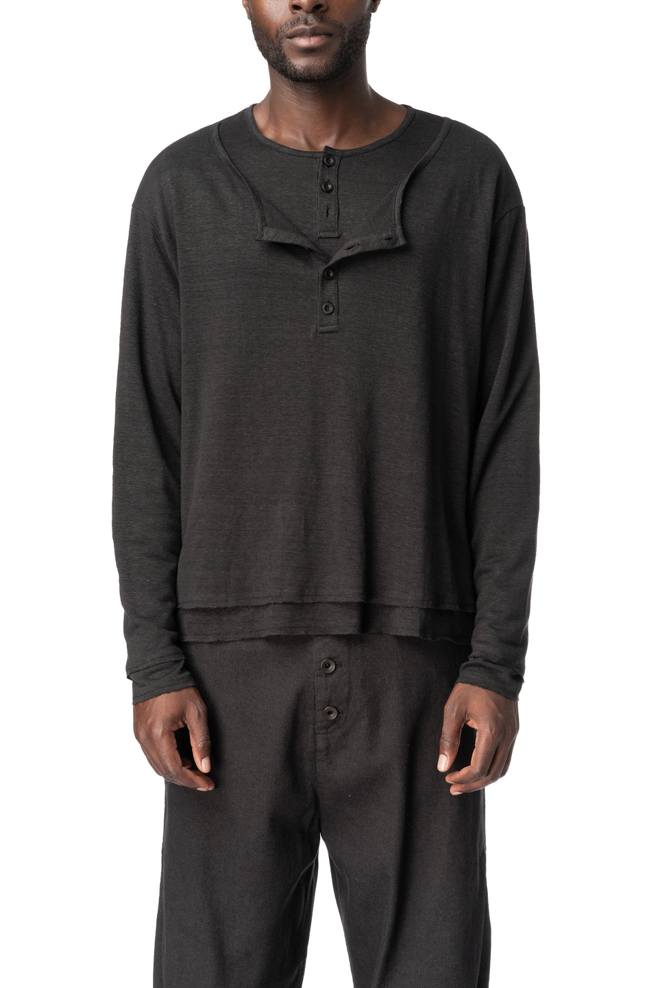 Double Layered Henley, Black