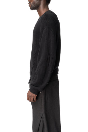 Distressed Textured Knit, Black