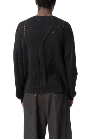 Distressed Textured Knit, Black