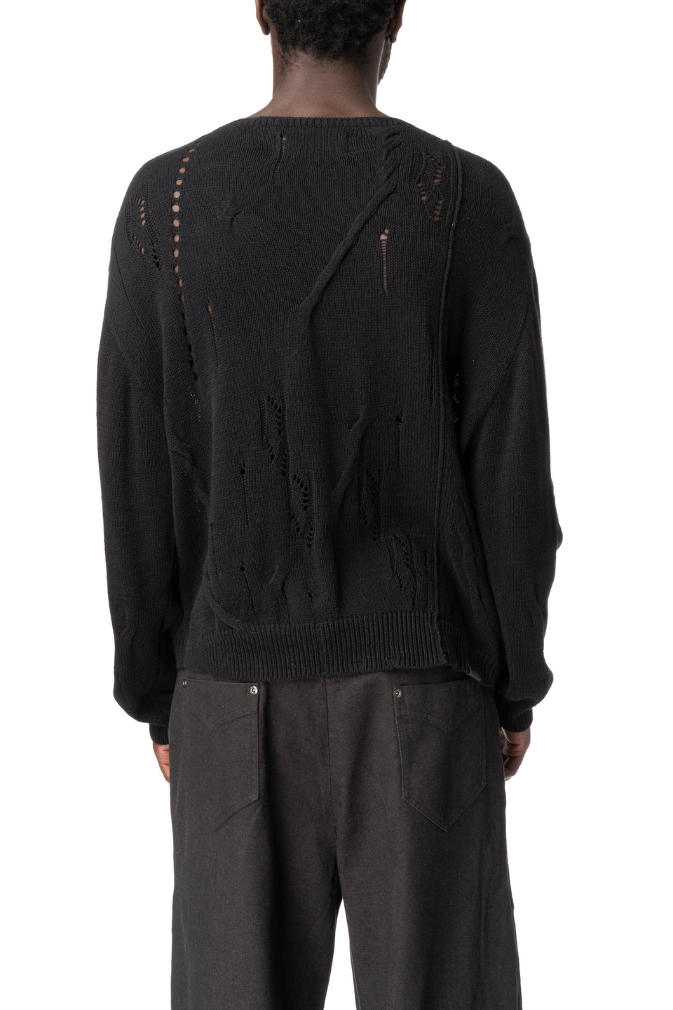 Distressed Textured Knit, Black