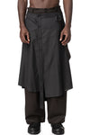 Asymmetric Suspender Skirt-Panel Pants, Brown
