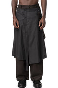 Asymmetric Suspender Skirt-Panel Pants, Brown