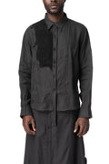 Knitted Panel Tunic Shirt, Grey