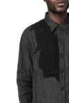 Knitted Panel Tunic Shirt, Grey