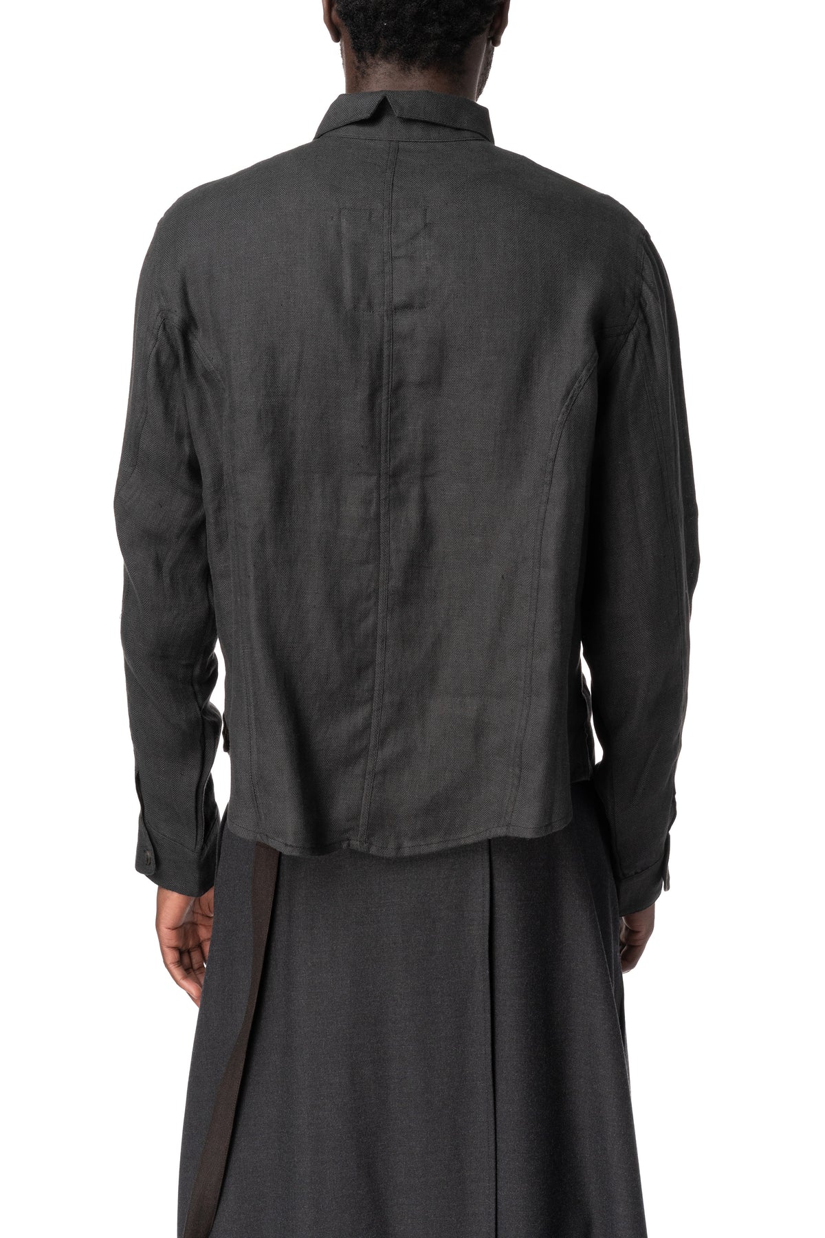 Knitted Panel Tunic Shirt, Grey