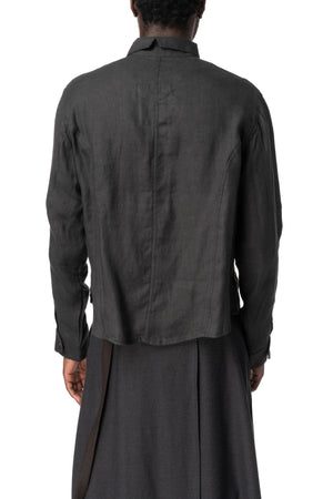 Knitted Panel Tunic Shirt, Grey
