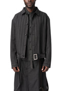 Drape Scarf Cropped Jacket, Grey