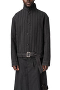 Drape Scarf Cropped Jacket, Grey