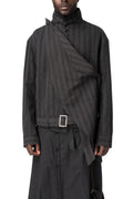 Drape Scarf Cropped Jacket, Grey