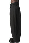 Foldable Waist Embroidered Trousers, Black