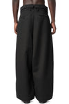 Foldable Waist Embroidered Trousers, Black