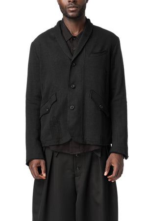Distressed Knitted Blazer, Black